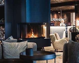 Cosy fireplace in the hotel lobby