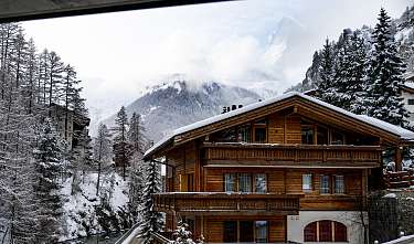 View from the balcony with hidden Matterhorn View from the balcony with hidden Matterhorn
